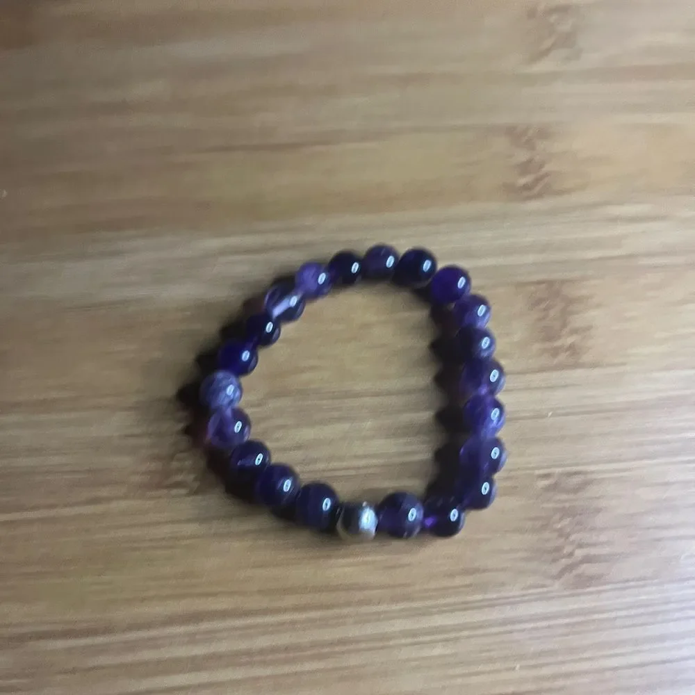 Natural Healing Gems Amethyst Purple Beaded Bracelet